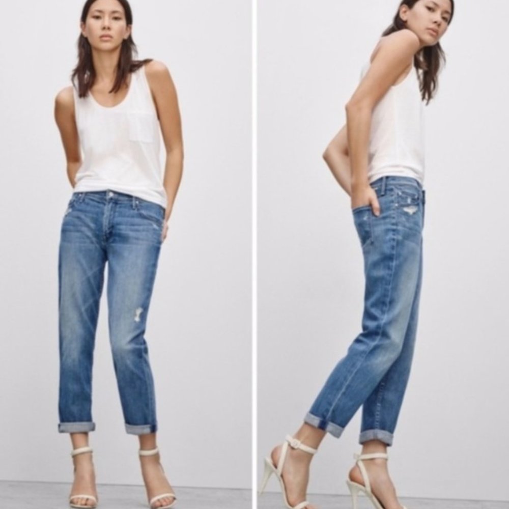 MOTHER The Dropout Distressed Jean in Graffiti Girl